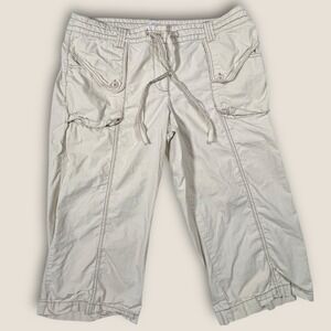 Women's IZOD Khaki Crop Pants Capris Sz 14 Lightweight Ripstop Hiking Camping